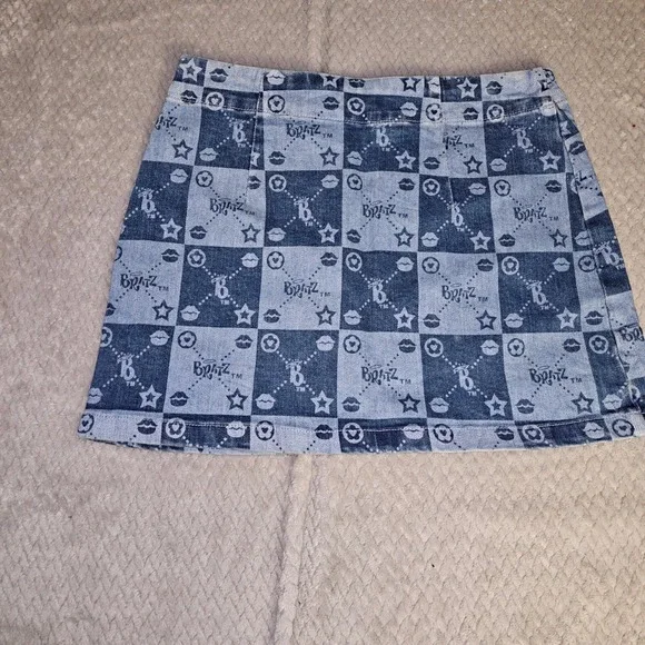 Dolls Kill x Bratz Blue Checkered Denim Mini Skirt Womens Small NEW - Picture 2 of 7